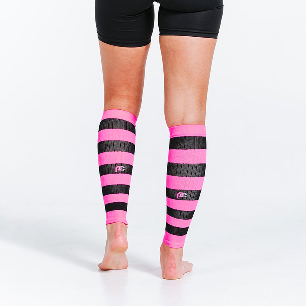 Calf Sleeves, Neon Pink and Black