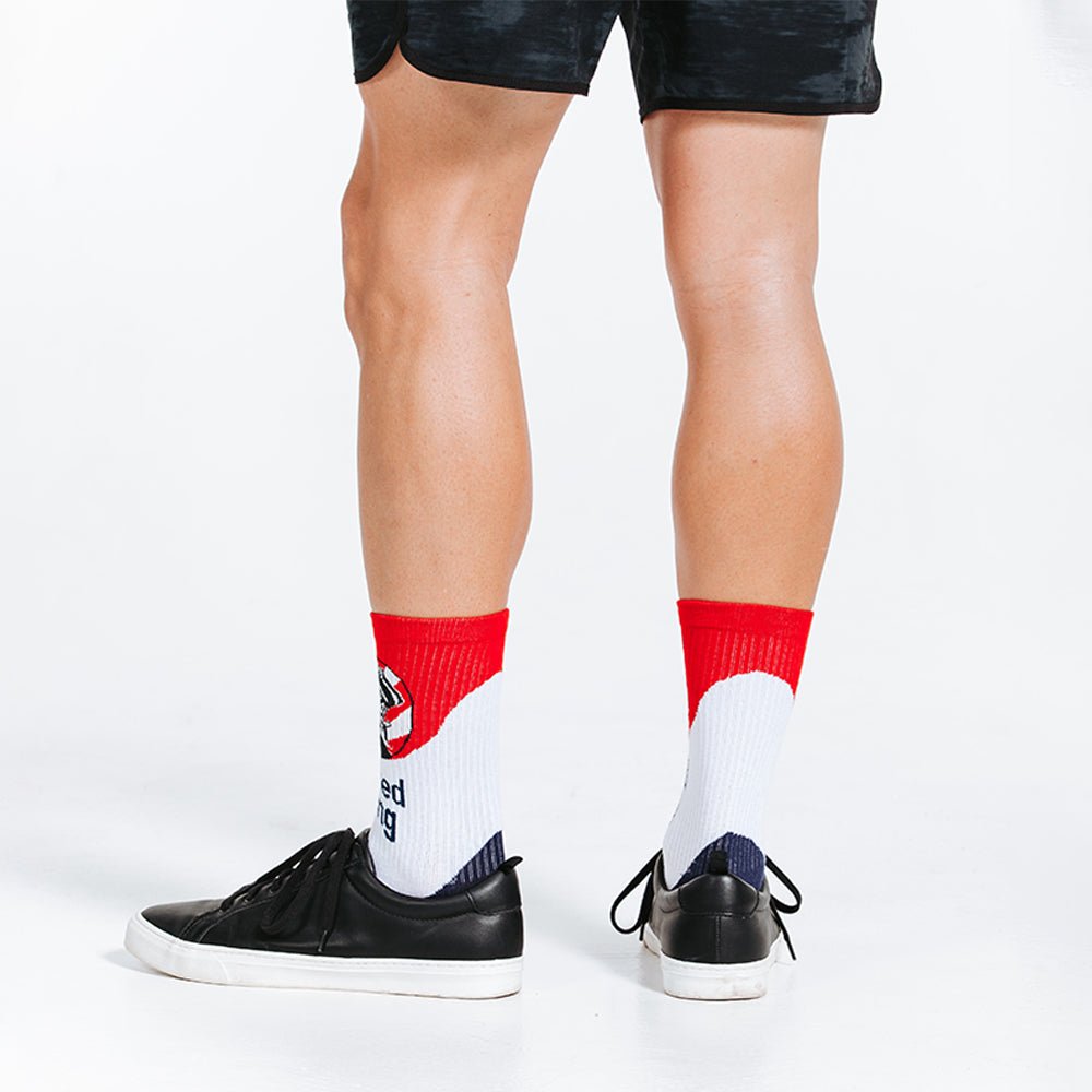 Wicked Strong Compression Socks - Mid Calf Massachusetts Style - posterior view close up