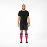 Man wearing PRO Compression Major League Baseball Knee High Compression Sock Genuine MLB Merchandise Sock Boston Red Sox