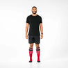 Man wearing PRO Compression Major League Baseball Knee High Compression Sock Genuine MLB Merchandise Sock Cincinnati Reds