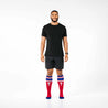 Man wearing PRO Compression Major League Baseball Knee High Compression Sock Genuine MLB Merchandise Sock Philadelphia Phillies