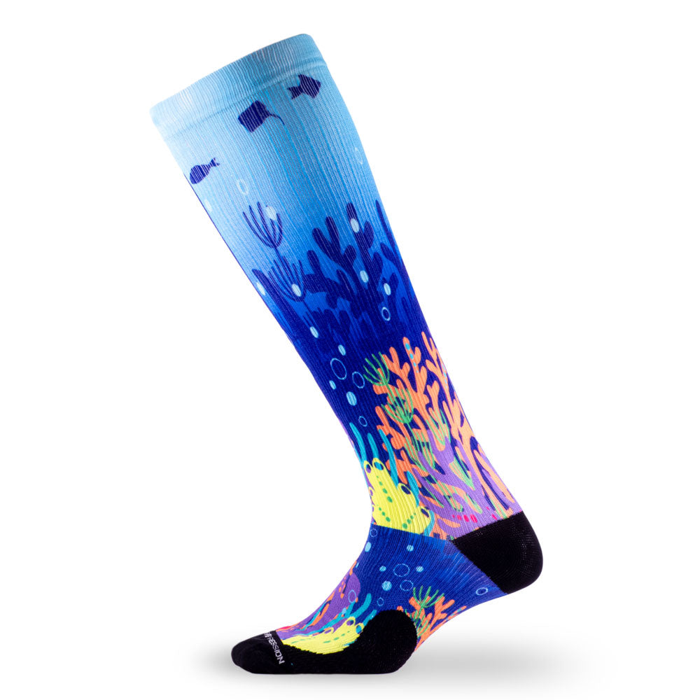 010924-Knee-High-Compression-Socks-Marathon-Printed-Blue-Coral-3.jpg