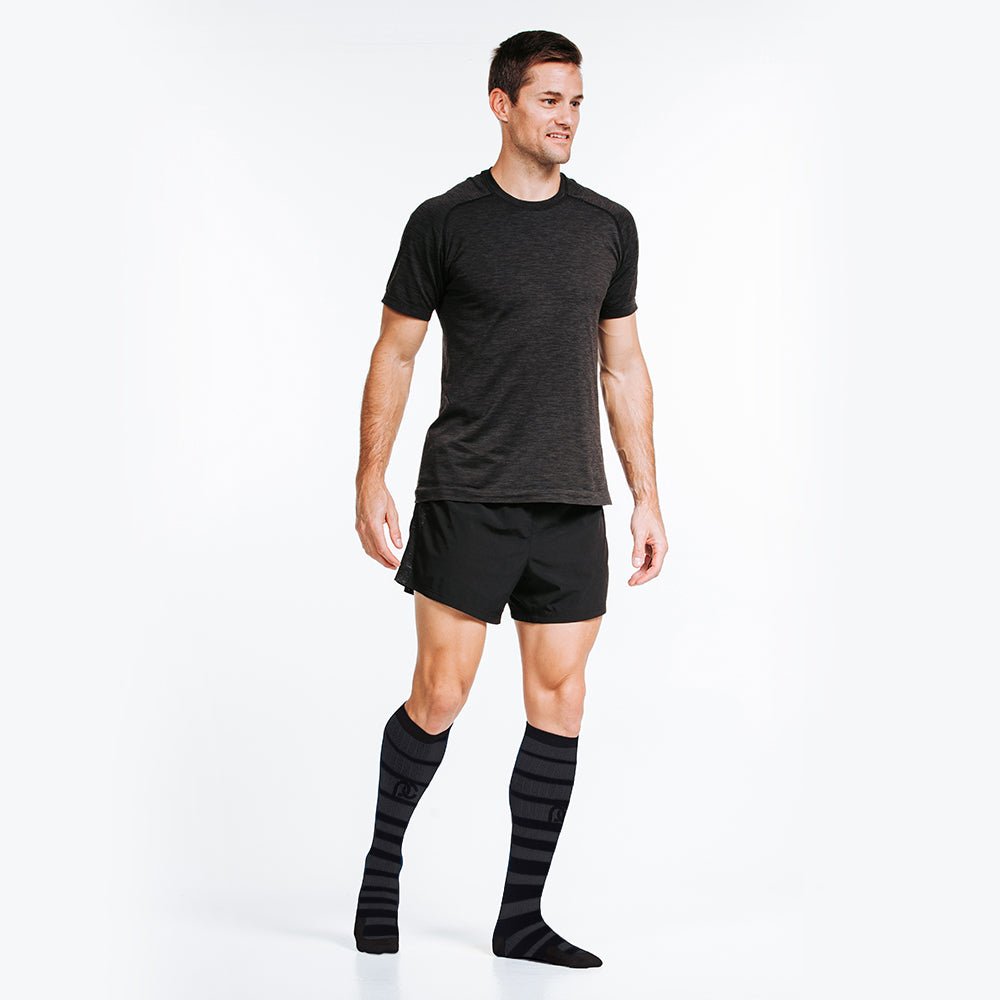 Marathon Bamboo Wool, Black Grey Stripes - PRO Compression