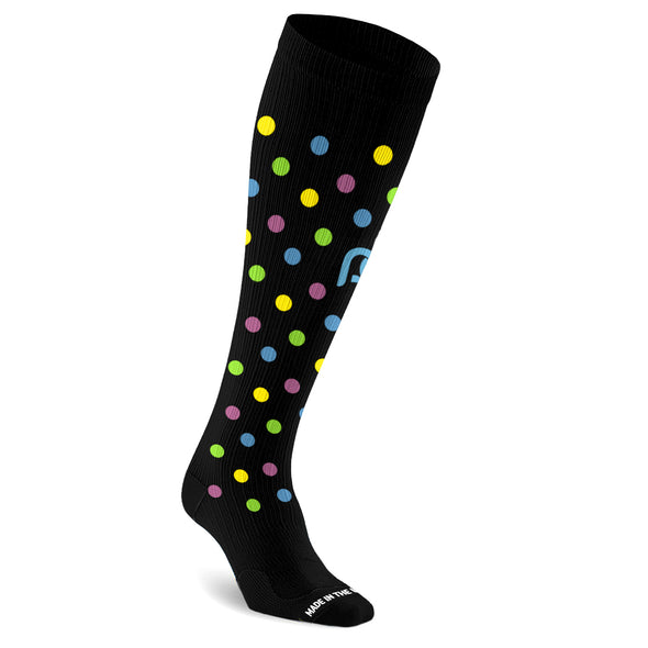 Black with Neon Dots KneeHigh Compression Socks PRO Compression