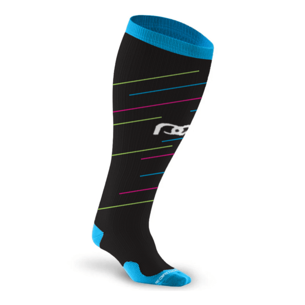 Marathon Wide - Calf, Black with Neon Stripes - PRO Compression