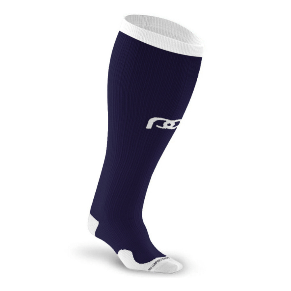 Marathon Wide - Calf, Navy Over White - PRO Compression