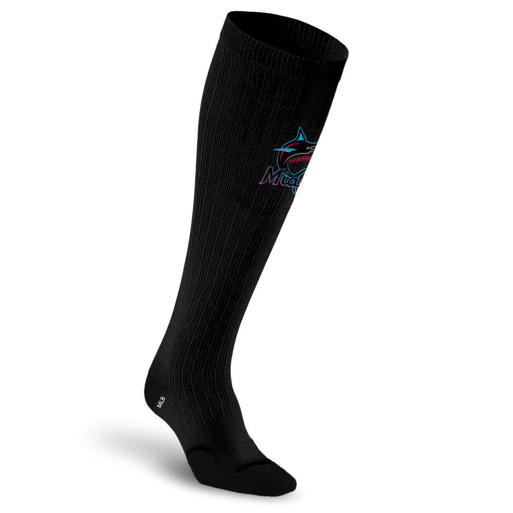 MLB Black Compression Socks, Miami Marlins