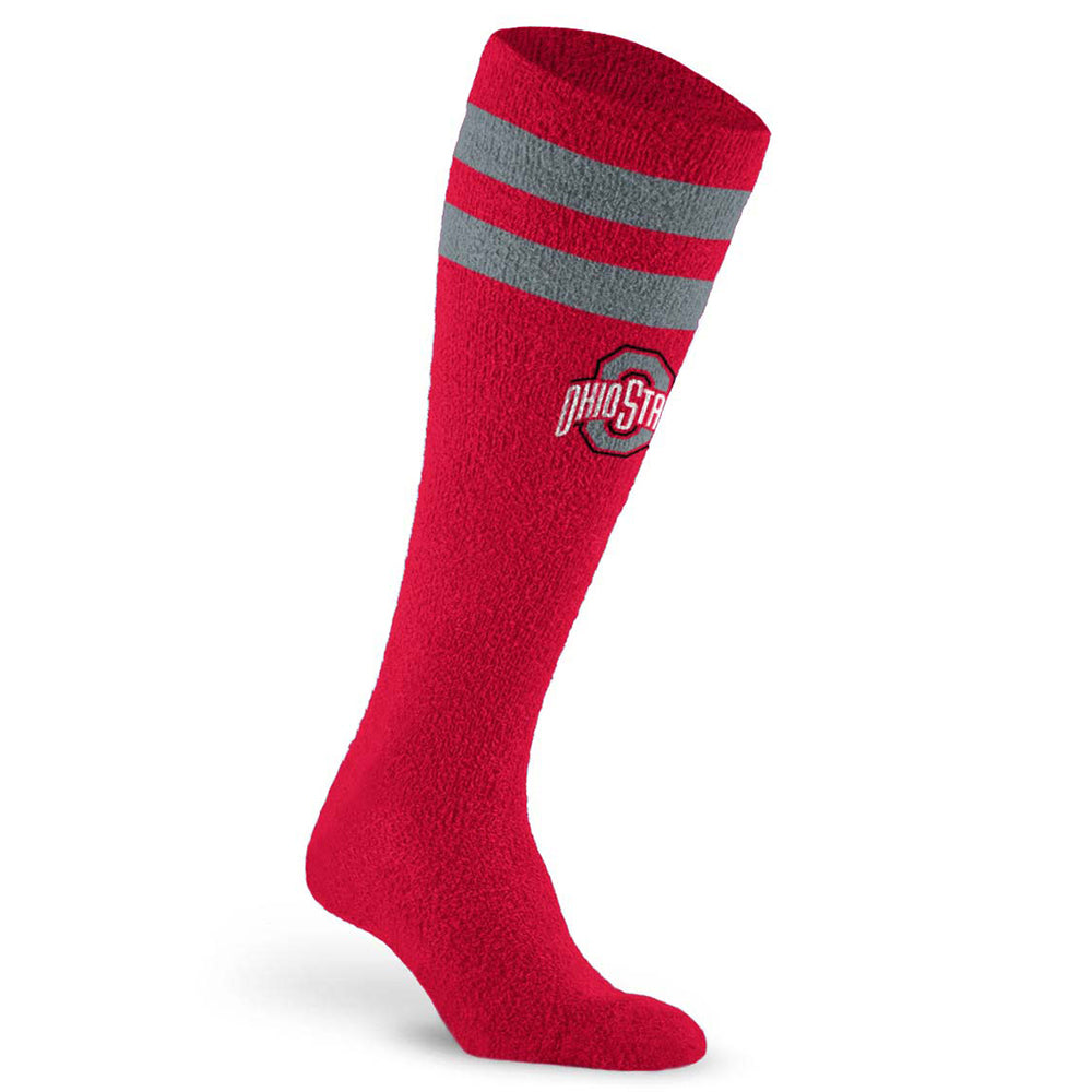Fuzzy College Compression Sock, Ohio State Buckeyes