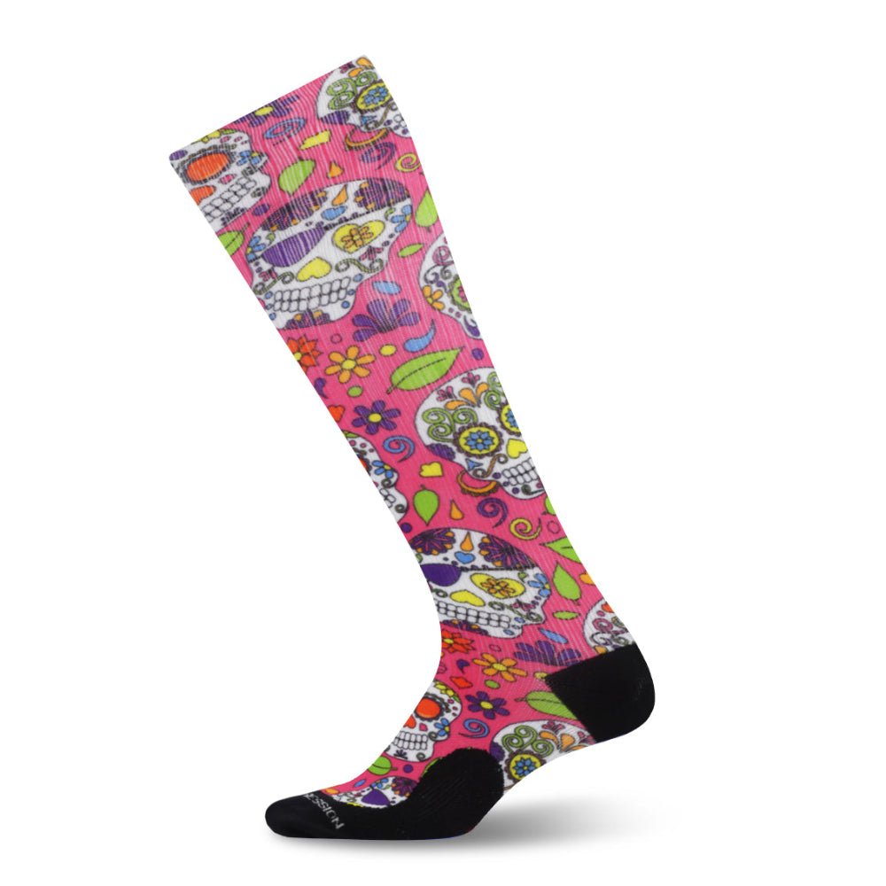 Marathon Printed, Pink Sugar Skulls - PRO Compression