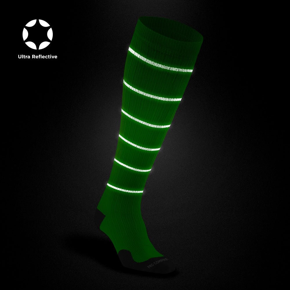 Reflective Neon Green Knee-High Compression Socks | PRO Compression Reflective Neon Green Knee-High Compression Socks | PRO Compression