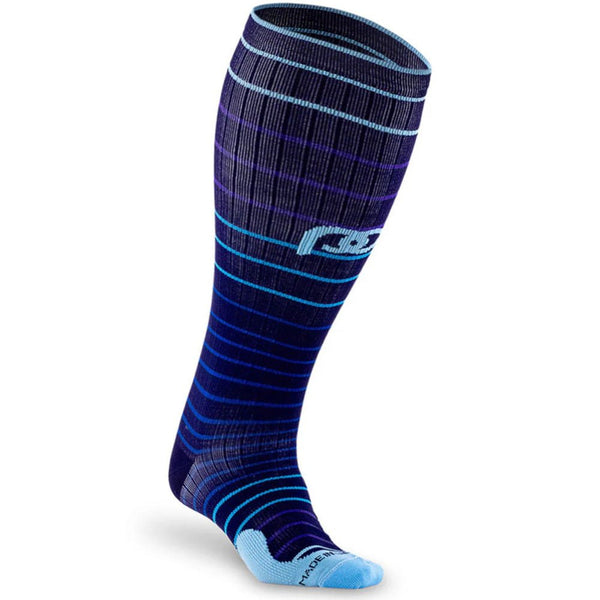 Marathon Wide - Calf, Navy Blue Lines - PRO Compression