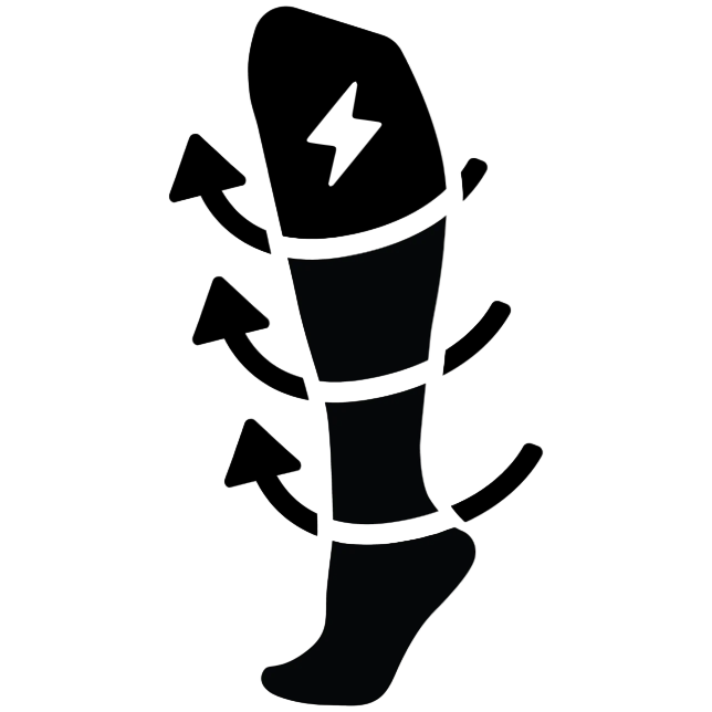 Icon showing how PRO Compression socks help improve circulation to help improve performance and recovery.