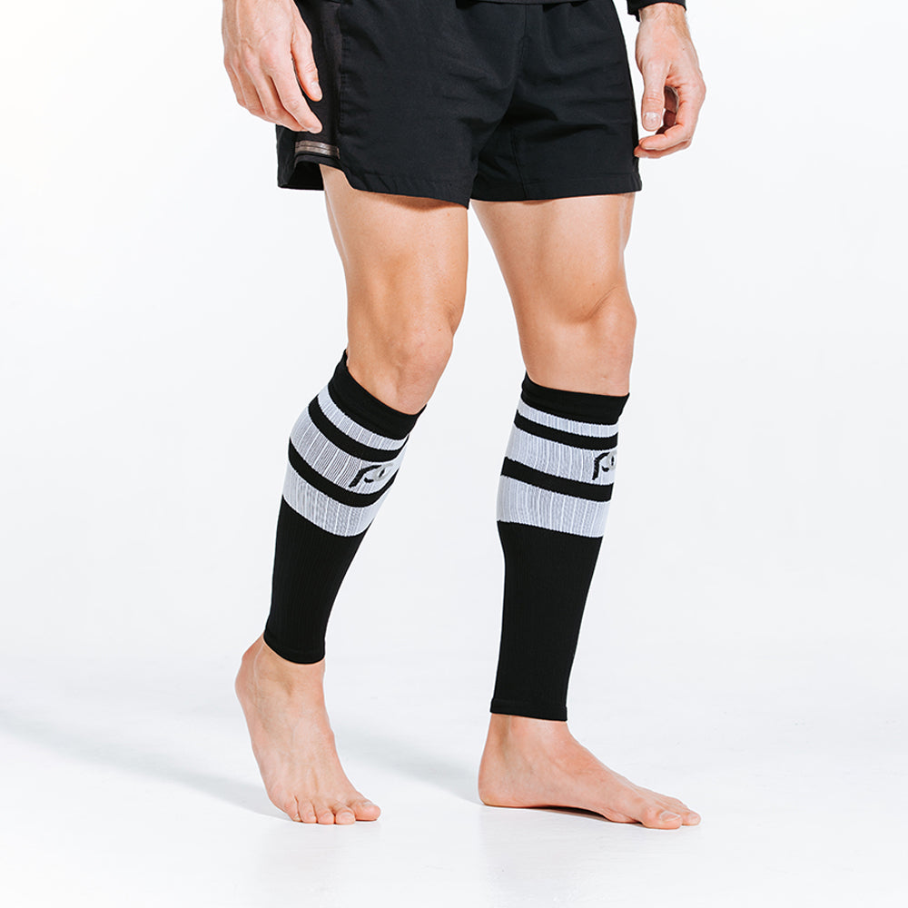 Calf Sleeves, Black Classic Stripe