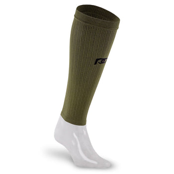compression calf sleeves in olive green stealth color
