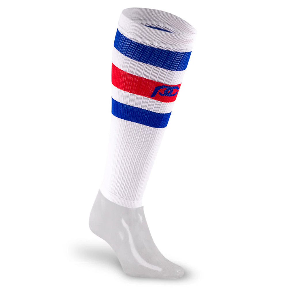 Calf Sleeves, White, Red and Blue Stripe