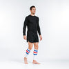 Calf Sleeves, White, Red and Blue Stripe