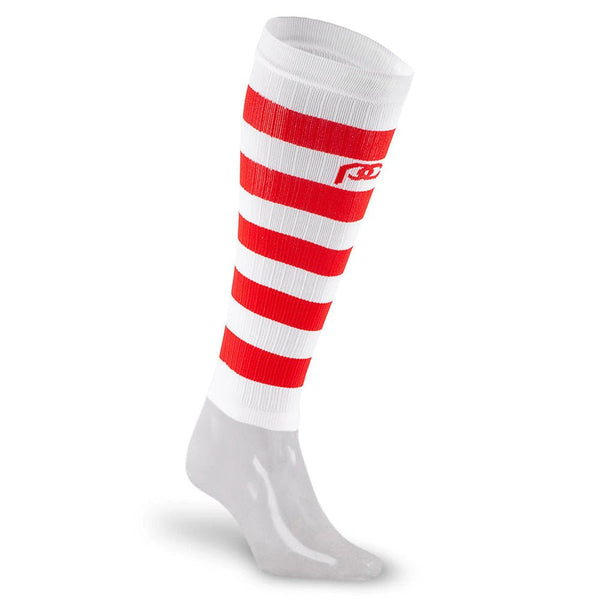 Calf Sleeves, White and Red Stripe - PRO Compression