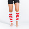 Calf Sleeves, White and Red Stripe