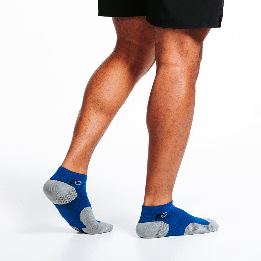 Royal Blue Low Compression Socks - Ankle Socks - close up on model