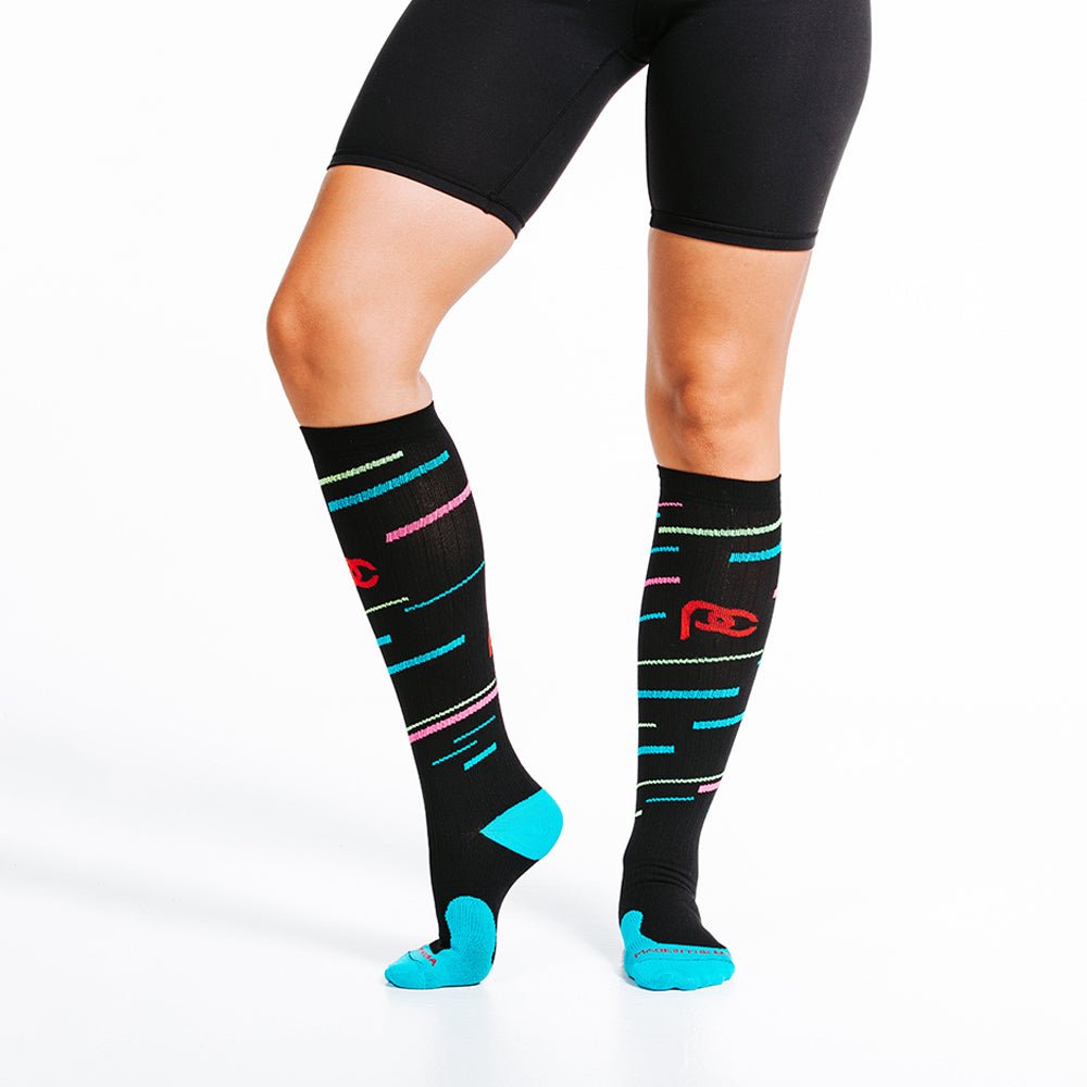 Bright Compression Socks Marathon Compression Socks - Black w/ Neon | PRO Compression