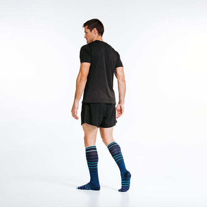 20-30mmHg Knee-High Compression Socks, Navy Blue Lines – procompression.com