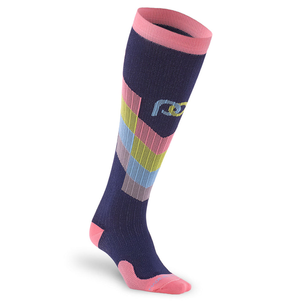 Marathon knee high compression socks in pastel chevron design motif