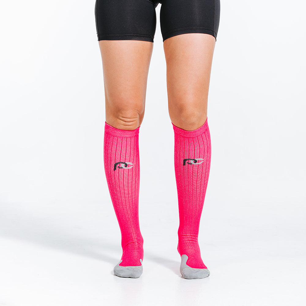 Women Pink /Blue dot Graduated Compression Knee High Socks