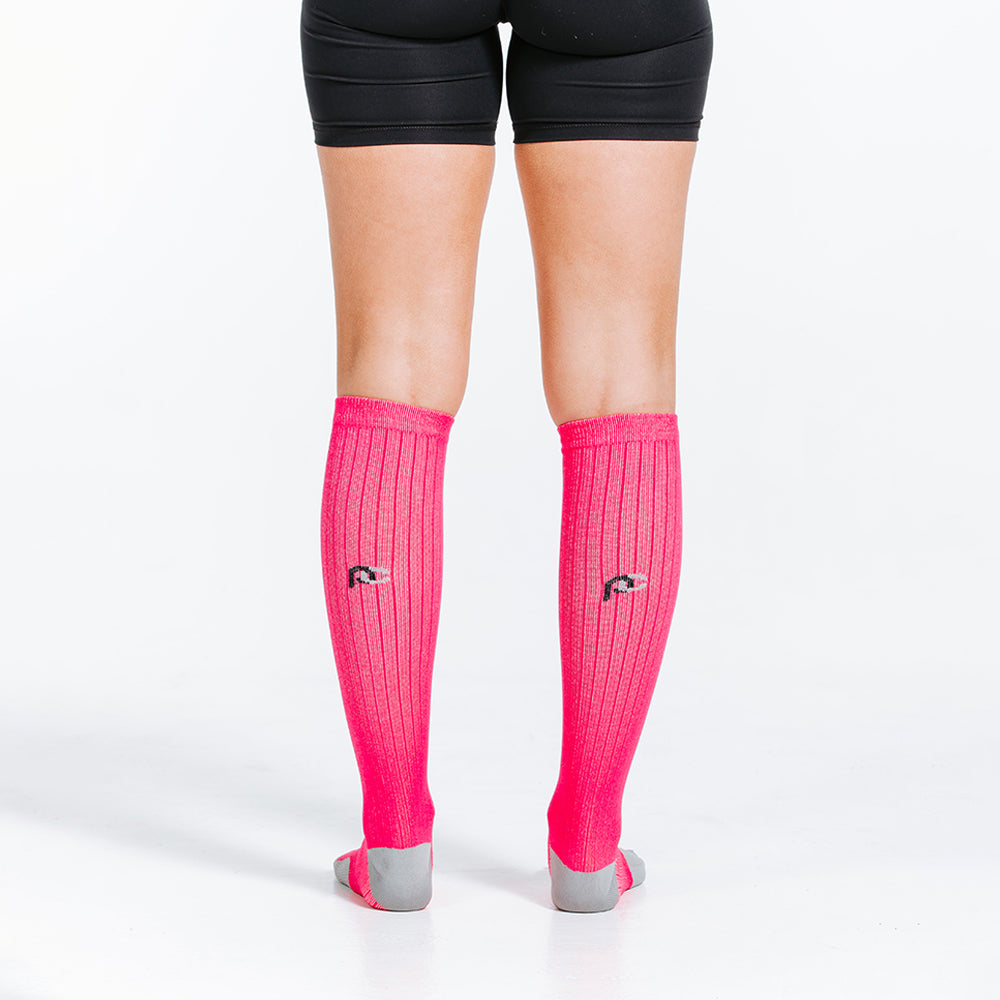 Run Forever Sports Calf Compression Sleeves Pink, Size Large