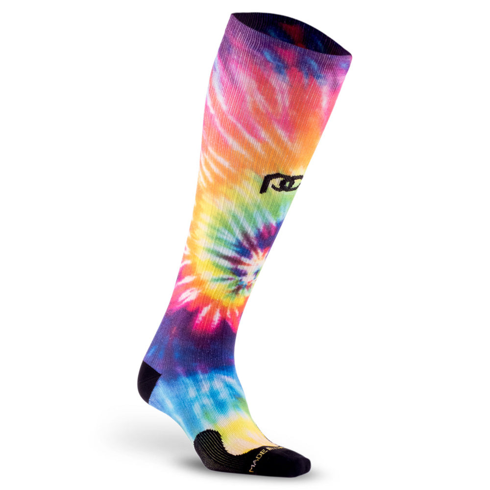 Rainbow tie dye compression socks