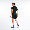 Knee high rainbow tie dye compression socks - on model