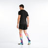 Knee high rainbow tie dye compression socks - on model