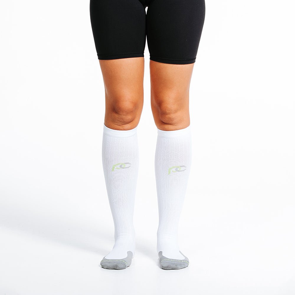 CoreSport Athletic Compression Socks – 15-20mmHg Mild Graduated Support For Running, Recovery (White, XL)