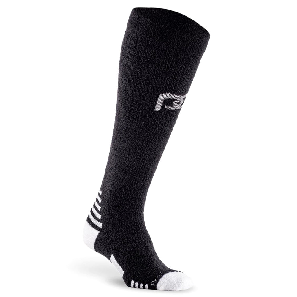Black knee high compression socks with luxe feather soft, stretchy material
