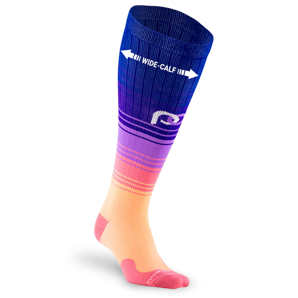 Wide-calf compression socks in Florida Skies design by PRO Compression