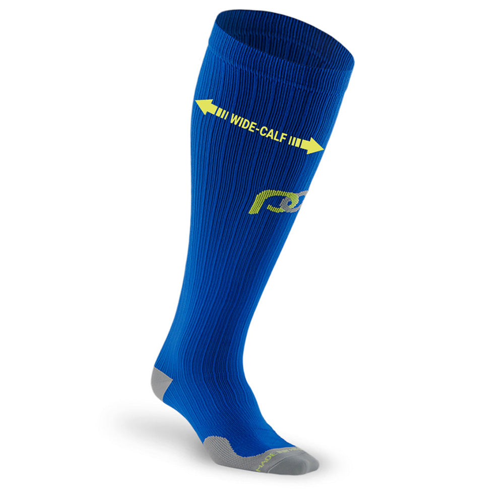 Wide Calf Marathon Compression Socks - Blue – procompression.com