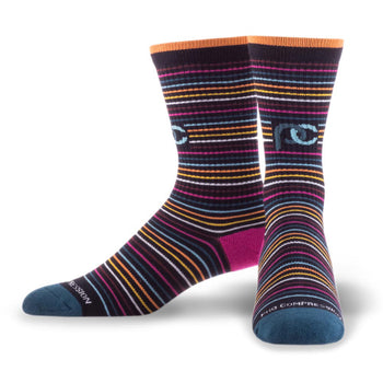 Pair of Multi-colored Striped Compression Socks | Crew Length