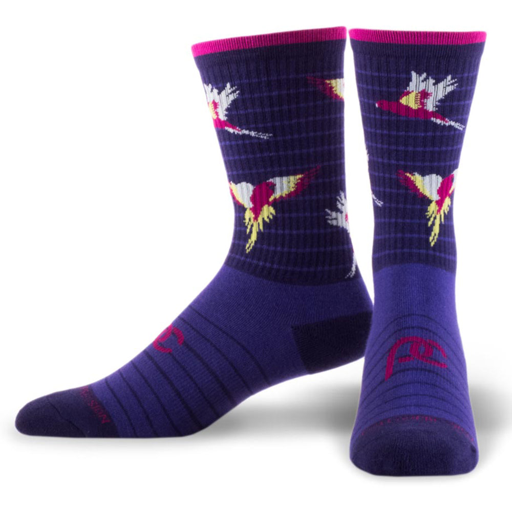 Pair of Birds of Paradise Tropical Crew Socks - Compression socks for all day use