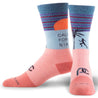 Mid Calf Crew Compression Socks with California Sunset Colors and Palm Trees with Runner