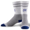Grey and blue crew length compression socks for men and women - pair