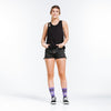  Purple socks with gold details, made with lightweight graduated compression - on model standing