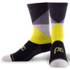 Black, grey, and yellow crew length compression socks - pair