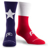 Texas Pride crew length compression socks - red, white, and blue design