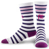 Blue, pink, and white striped crew length compression socks - pair