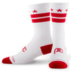 white and red mid calf compression socks - pair