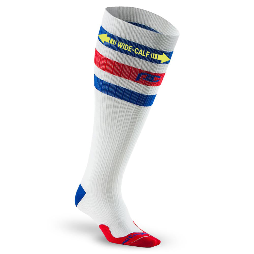 Knee High Wide-Calf Graduated Compression Sock in Red White and Blue Stripes | PRO Compression