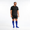 Knee-high Recovery Compression Sock 25-35 mmHg | Male wearing royal blue knee high compression socks