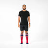 Man wearing PRO Compression Major League Baseball Knee High Compression Sock Genuine MLB Merchandise Sock Boston Red Sox