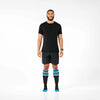 Man wearing PRO Compression Major League Baseball Knee High Compression Sock Genuine MLB Merchandise Sock Miami Marlins