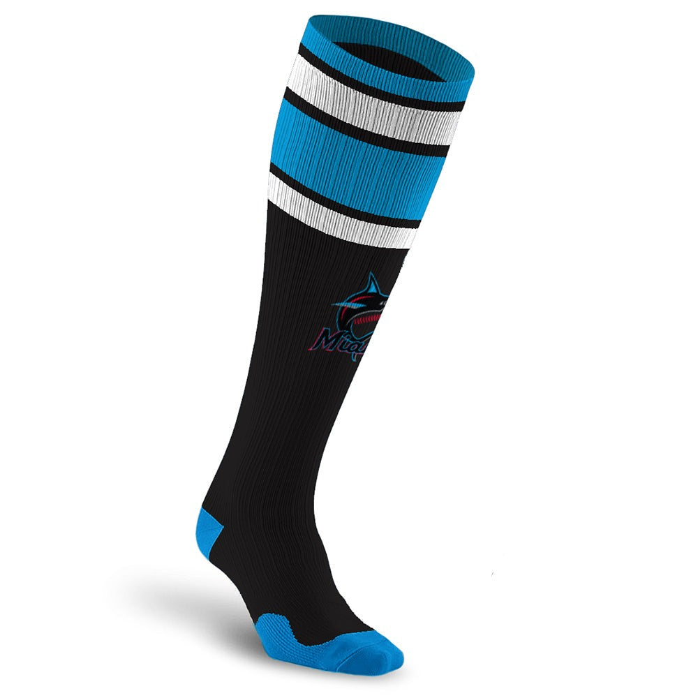 PRO Compression Major League Baseball Knee High Compression Sock Genuine MLB Merchandise Sock Miami Marlins