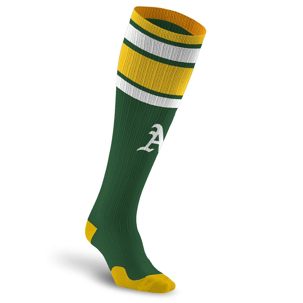 PRO Compression Major League Baseball Knee High Compression Sock Genuine MLB Merchandise Sock Oakland Athletics